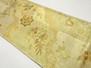 佐賀錦道長取に華文・鳳凰・花唐草模様織出し袋帯